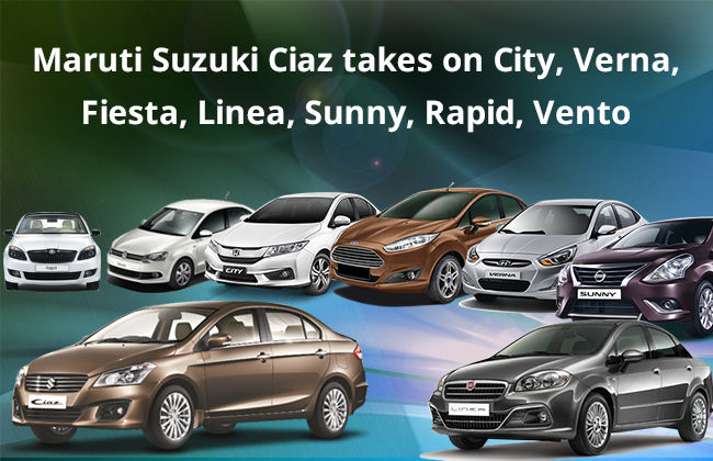Maruti Suzuki Ciaz vs Honda City, Verna, Fiesta, Vento, Rapid, Linea and Sunny