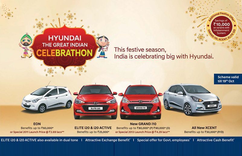 Exciting Offers On Hyundai Elite i20, Grand i10, Xcent And Eon This Diwali